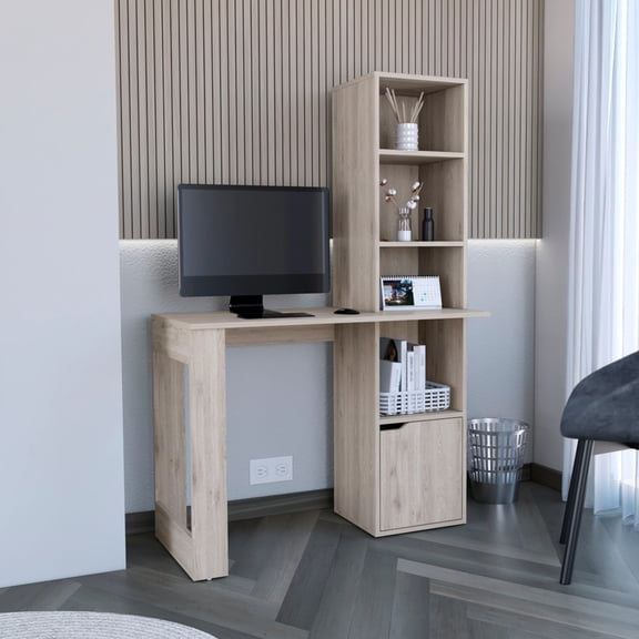 Gray - Quick Assembly via Pre - drilled Holes & Clear Instructions - Study Room - Long - lasting Writing Desk with Storage