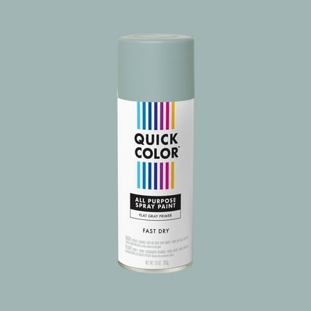 Gray, Quick Color Flat All Purpose Spray Primer-390617, 10 oz
