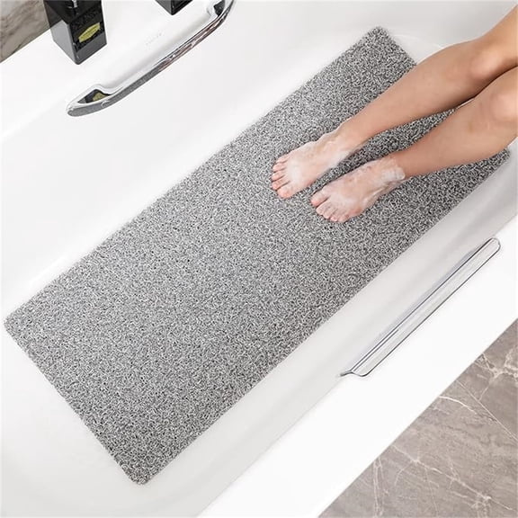 Textured Loofah Bath Mat for Tub & Shower - 15.7"x31.5" Non-Slip, Quick-Drying Floor Mat | Extra Thick for Home, Hotel & Spa (Gray)