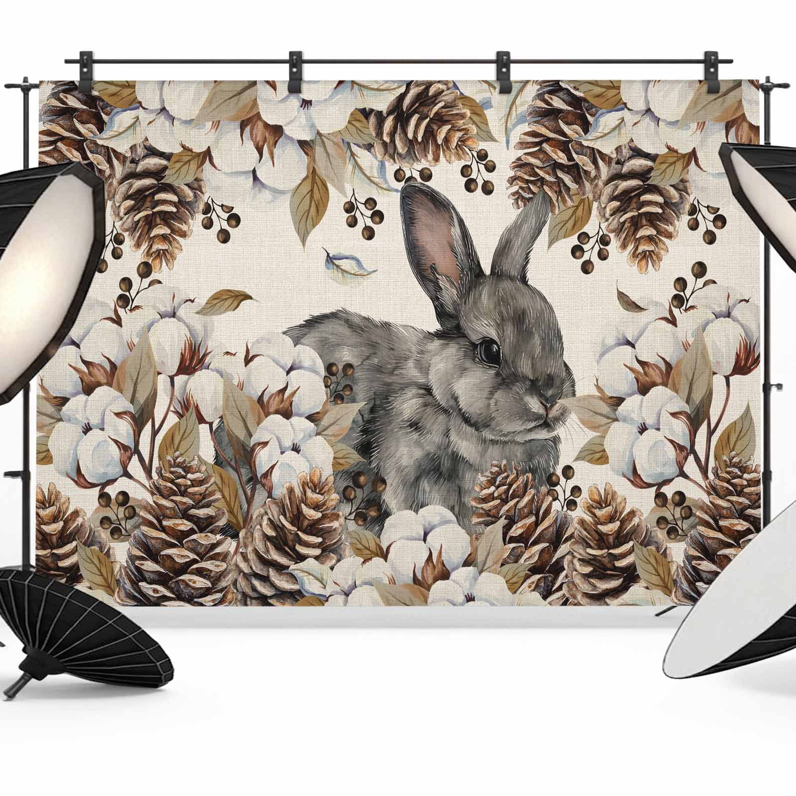 Linene Backdrop Gray Rabbits Photography Backdrop 8x6FT, Cotton Pine Fruit Farm Animal ...