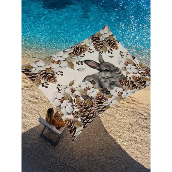 Gray Rabbits Sun Shade Sail 8' x 10', Cotton Pine Fruit Farm Animal Linen Texture Rectangle Outdoor Sunshade Canopy, Waterproof UV Block Patio Covers for Garden Yard Beach
