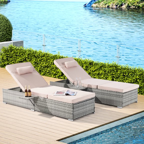 Gray Rattan, 2 Seats, Adjustable Angles / Comfortable Outdoor Patio Seating