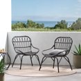 thumbnail image 1 of Gray Rattan Accent Chair with Cushion - Indoor Outdoor Use, Lightweight Durable Wicker Seat for Patio, Balcony, Living Room, Natural Boho Style Home Decor, 1 of 9