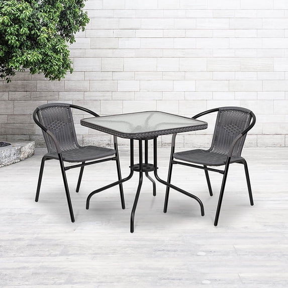 Gray Rattan Indoor-Outdoor Stack Chair