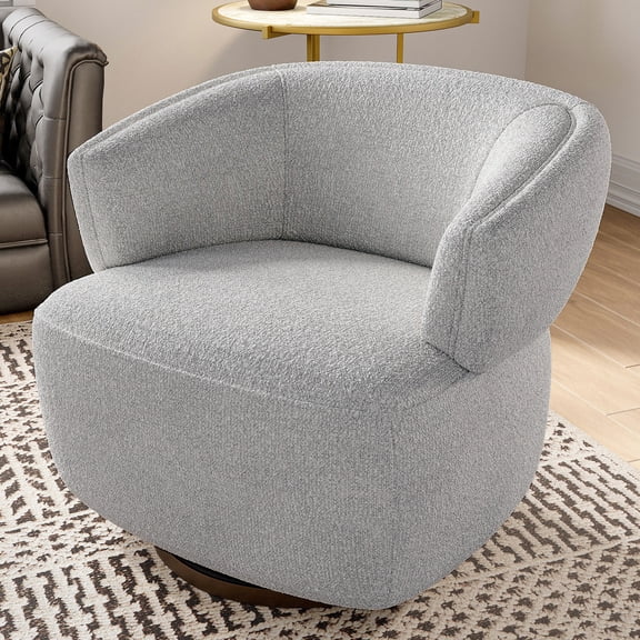 Gray Reading Chair | 360-Degree Base for Changing Perspectives | Stain-Resistant and Dustproof Fabric | High-Density Foam for Comfort