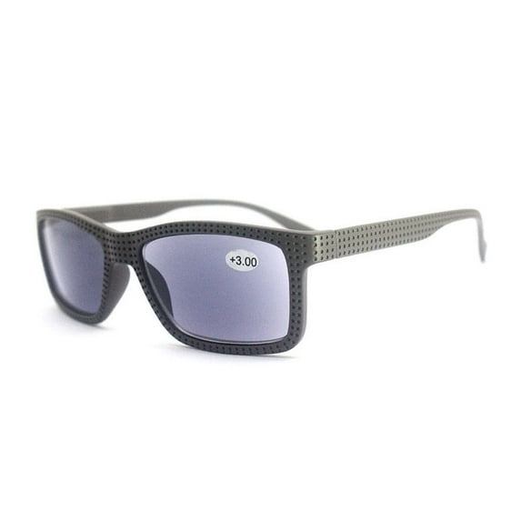 Gray Rectangular Reading Glasses Spring Hinge Readers Gradient Gray for men and women Plastic Business Sunglasses UV Presbyopic Glasses +2.00