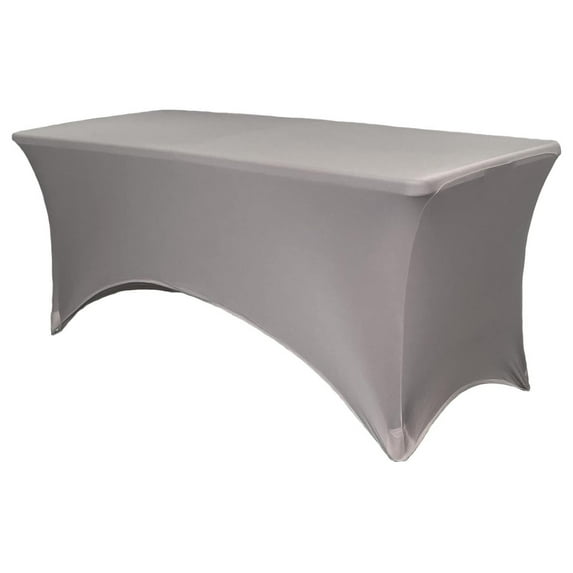 - Gray Rectangular Spandex Table Covers 4ft Fitted Tablecloth Wedding Event Patio Decorations Elastic Fabric Stretch for Folding Table