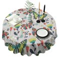 thumbnail image 1 of Gray Red Flower Butterfly Pattern Round Tablecloth 60"x60",Wrinkle Wipeable Table Cloth for Kitchen Dining Room Picnic Patio Party, 1 of 6