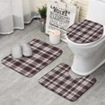 thumbnail image 1 of Gray Red Plaid Checkered Pattern Bathroom Rugs Sets 3 Piece,Toilet Cover Set,Absorbent Non Slip Bathroom Mats Sets with U-Shaped Contour Rug Toilet Rug Set, 1 of 5