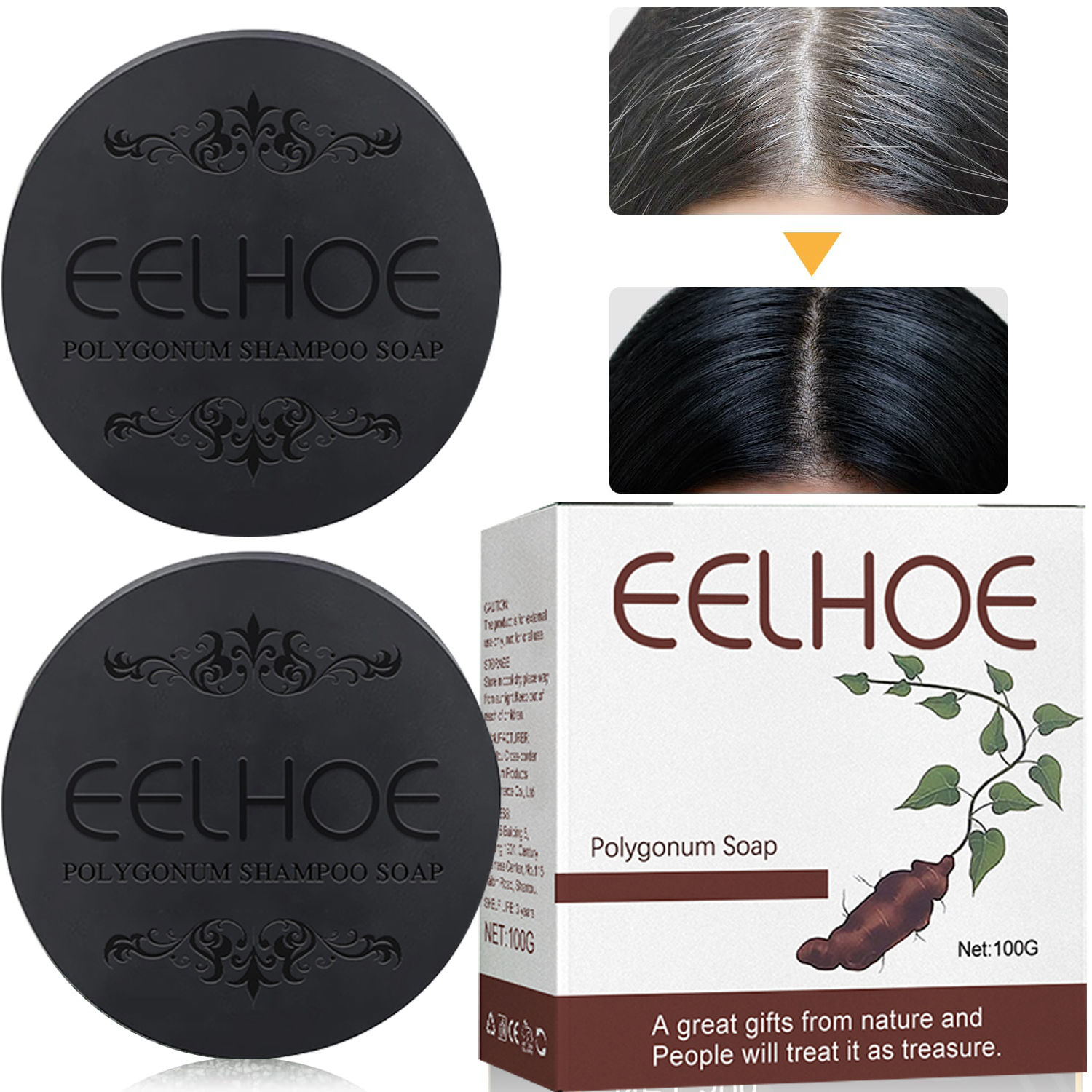 Gray Reverse Bar,Cover Gray Hair Bar Soap,Natural Hair Darkening Shampoo Bar for Coverage Gray