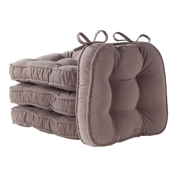 Gray Reversible Microfiber 17 x 15 in. Indoor Tufted Chair Cushion (4-Pack)