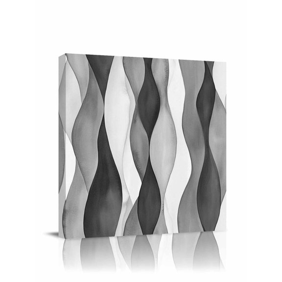 Gray Ripple Canvas Wall Art, Abstract Gradient Watercolor Modern Framed Wall Decor Modern Artwork Prints Painting for Living Room, Bedroom, Kitchen & Cafe Decor 12x12 Inch