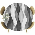 thumbnail image 1 of Gray Ripple Round Fitted Table Cover Abstract Gradient Watercolor Modern Waterproof Table Cloth with Elastic Edge Wipeable Tablecloth for Picnic Camping Party Fits 45"-54" Diameter, 1 of 8