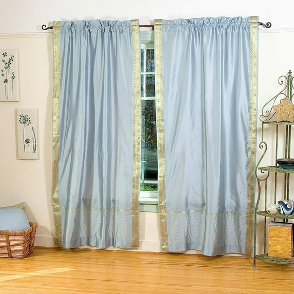 Gray Rod Pocket Sheer Sari Curtain / Drape / Panel - 43W x 63L - Piece