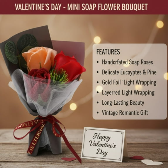 Gray Rose Bouquet, Artificial Scented Rose Flowers for Valentine's Day, Forever Flowers Bouquet, Festive Wedding Party Gift for Girlfriend, Wife, Mom 9.84In (1Pcs)