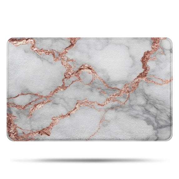 Gray Rose Gold Marble Pattern Bathroom Rugs Mat,Non Slip Microfiber Bathroom Rug,Rubber Backing,Soft Bathroom Mats for Bathroom Floor,Tub and Shower,20x32in(50x80cm)