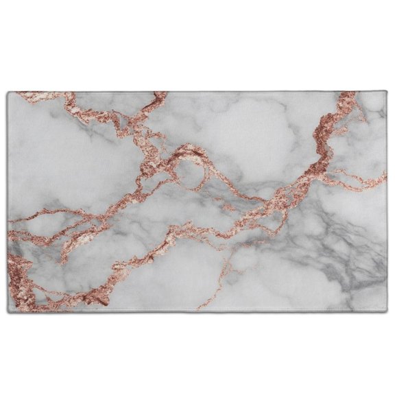 Gray Rose Gold Marble Pattern Door Rugs,Washable Non Slip Door Mats Indoor,Decorative Door Mats,Entry Mat Indoor for Entrance,Bedroom,Kitchen,Bathroom,17"x30"