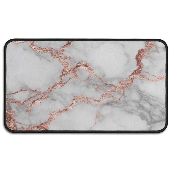 Gray Rose Gold Marble Pattern Door Rugs,Washable Non Slip Door Mats Indoor,Decorative Door Mats,Entry Mat Indoor for Entrance,Bedroom,Kitchen,Bathroom,30"x17"