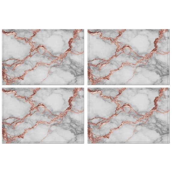 Gray Rose Gold Marble Pattern Summer Placemats Table Placemats Set Of 4-Linen Kitchen Washable Placemats Table Mats 11.8"x17.7" Non-Slip Heat Resistant