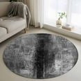 thumbnail image 1 of Gray Round Area Rug 3.3 FT, Non Slip Small Entryway Kitchen Mat, Retro Oil Painting Modern Abstract Art Aesthetics Washable Soft Circular Rug Non-Shedding Door Mat for Bathroom Playroom Kids Room, 1 of 9