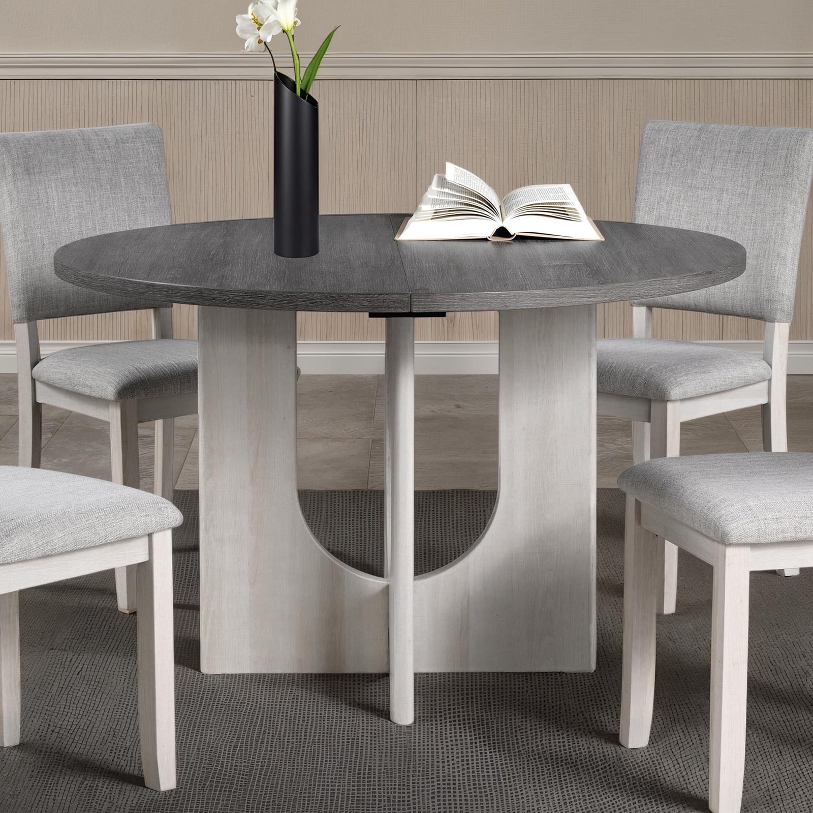 Psd Round Table Gray Round Dining Table with U-Shaped Pedestal Base - Walmart.com