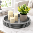 Gray Round Fir Wood Decorative Serving Tray For Vanity, Coffee Table ...