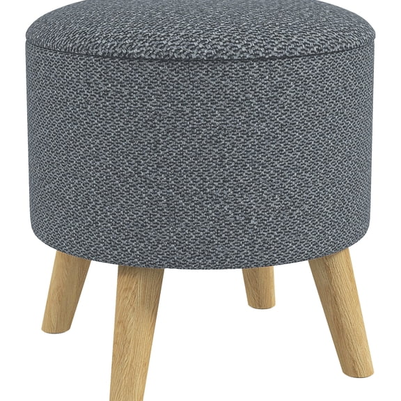 Gray Round Stool with Cushioned Top / Can Be Used as Vanity Stool