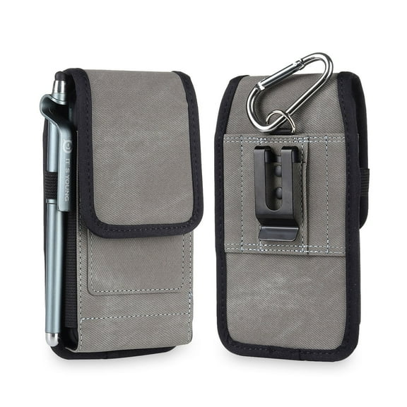 Gray Rugged Carabiner Cell Phone Case is Compatible with Cricket Magic, Outlast, Icon 5