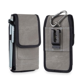 Gray Rugged Vertical Nylon Case with Belt Loop, RFID Card Holder and Carabiner is Compatible with Cricket Outlast