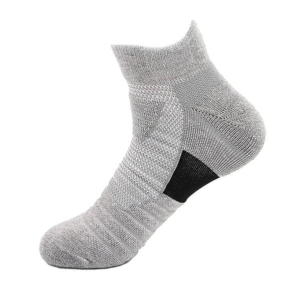 Gray Running Socks Solid Color Thickening & Running Socks Maximum Cushion Mens