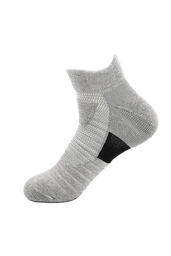 Gray Running Socks Solid Color Thickening & Running Socks Maximum Cushion Mens