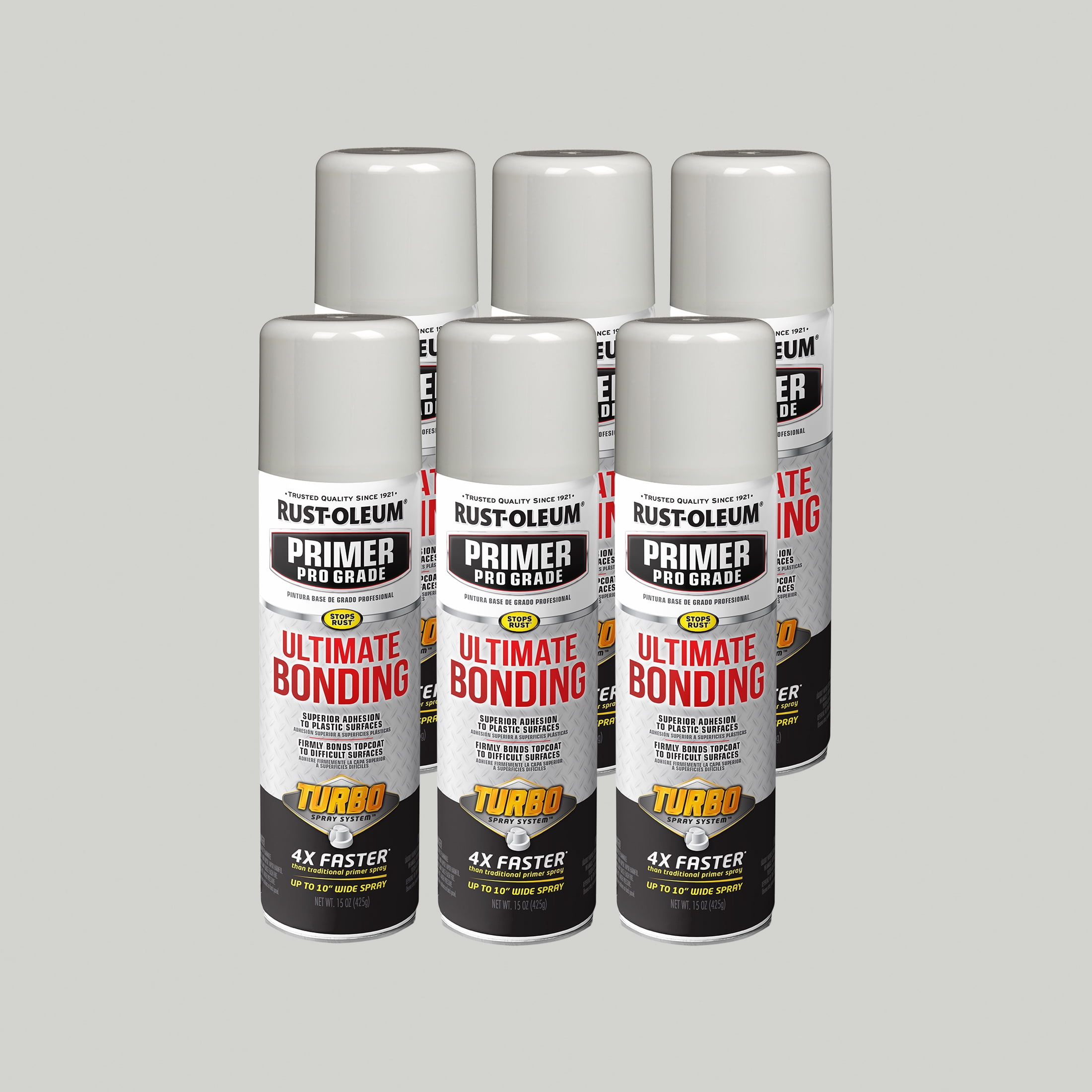 6 Pack, Gray, Rust-Oleum Automotive Turbo Pro Grade Rust Preventative Ultimate Bonding Primer Spray-372702, 15 oz