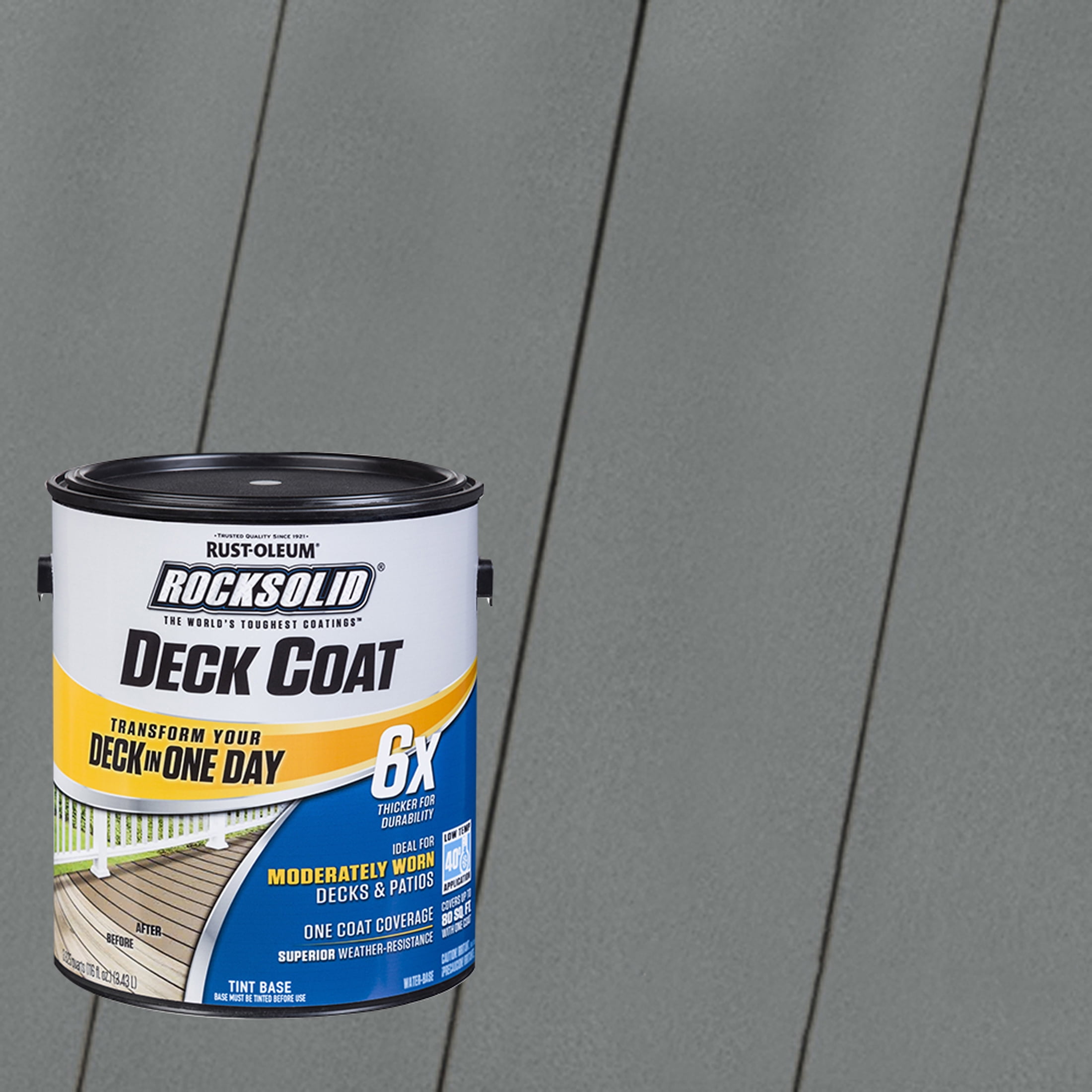 Gray, Rust-Oleum RockSolid 6X Exterior Wood Deck Coat-319638T, Gallon