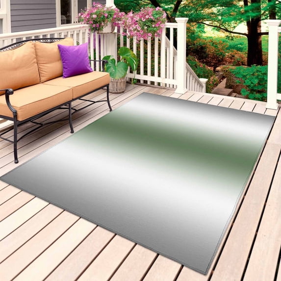 Gray Sage Green Outdoor Rug 6x9 Ft, Non Slip Washable Area Rug, Modern Gradient Geometric Patio Rugs Carpet Runner, Large Floor Mat for Indoor/Outdoor Deck Porch Camping