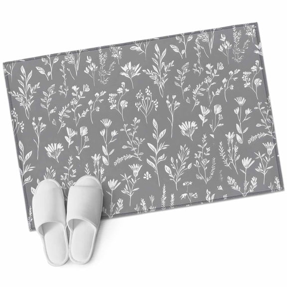 Gray Sage Leaves Area&nbsp;Rug 2x3ft Boho Floral Leaf Non-Slip&nbsp;Washable Square&nbsp;Rugs Soft Felt Indoor Floor Mat for Bedroom Kitchen Living Room Bathroom