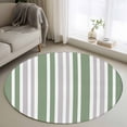 thumbnail image 1 of Gray Sage Round Area Rugs 3 ft, Green Stripe Minimalist Vertical Stripes Modern Art Washable Small Area Rug with Non-Slip Sturdy Edge Binding Round Front Door Mat Floor Carpet for Entryway, 1 of 9