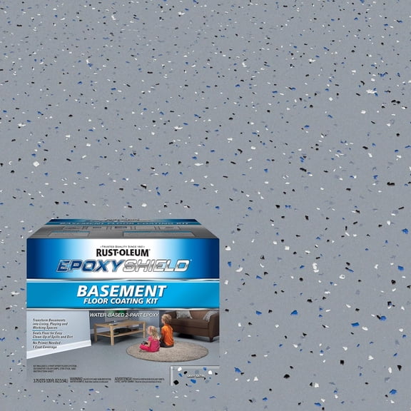 Gray Satin Basement Floor Epoxy Coating Kit  1 Gal, 2-Part Water-Based Formula, 250 sq ft Coverage-391282