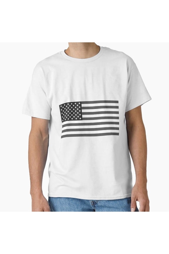 Gray Scale Glory Monochrome Us Flag T-Shirt