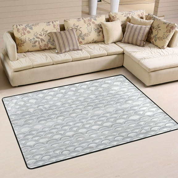 Gray Scallop Pattern Design Soft Polyester Area Rug 36''x24'', Non Slip, Memory Foam, Water Absorbent