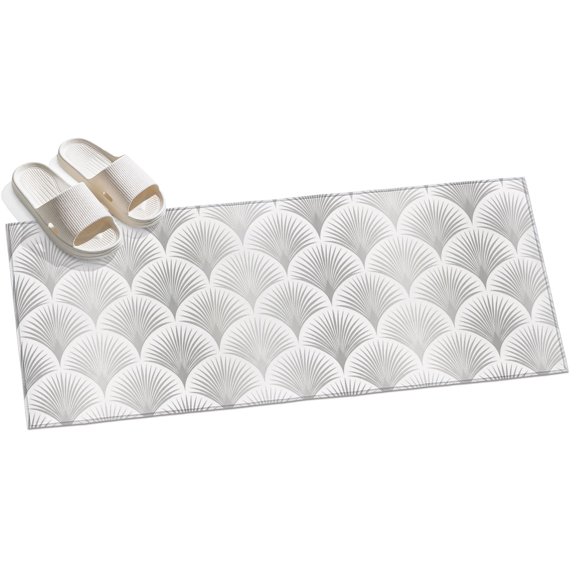 Gray Scalloped Scales Hallway Runner Rug 2x6 Washable Non Slip Kitchen Runner Rug for Bedside Bathroom Mid-Century Modern Geometric Indoor Floor Carpet Area Rugs for Living Room Bedroom Office