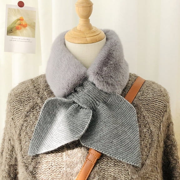 Gray Scarf Lovely Women Fashion Winter Villus Scarf Outerwear Lady Scarf Warm Bib