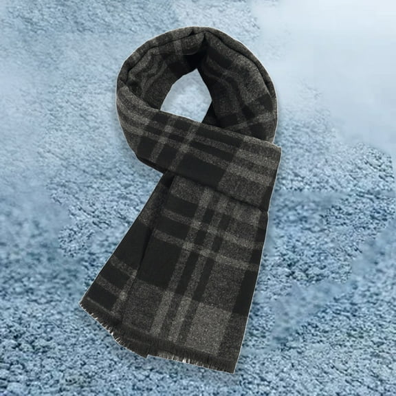 Gray Scarf Winter Mens Fashion Warm Long Soft Plaid All Matching Scarf
