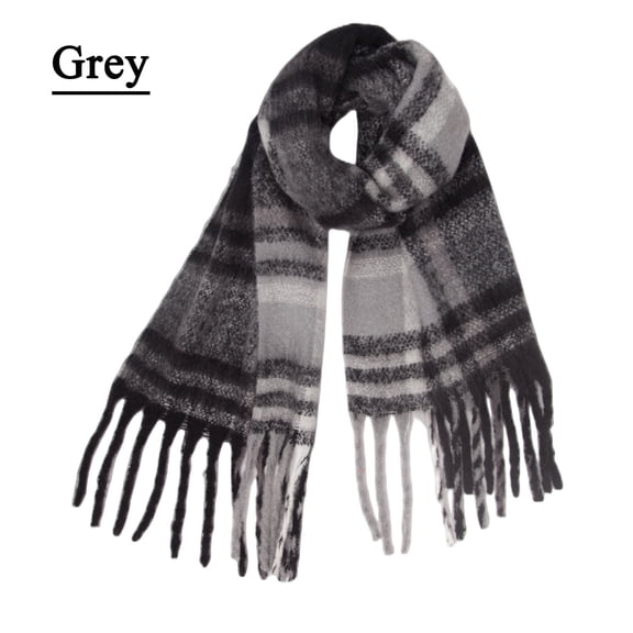 Gray Scarf for Women Thermal Scarf for Women Fall Winter Scarf Classic Tassel Plaid Scarf Warm Soft Chunky Large Blanket Wrap Shawl Scarves 1 Pack Warm Scarf on Sale Clearance