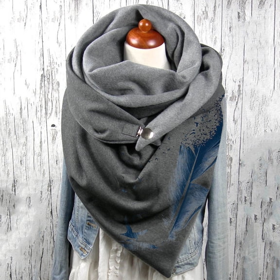 Gray Scarfs Scarf Women Vintage Print Boho Scarf Shawls Wraps Winter Warm Scarves