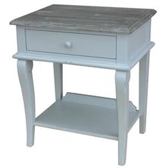 Gray Scroll Leg Traditional Table with Storage Features