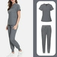 thumbnail image 1 of Gray Scrubs For Woman,Womens Scrub Sets with Mandarin Collar,Unisex Jumpsuit Workwear,Medical Uniform for Doctors, Nurses, Beauty Salons - Gray - L, 1 of 5
