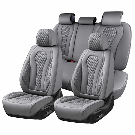 Gray Seat Covers Full Set, Car Seat Covers Fit for Volkswagen Jetta 2007-2025 Waterproof Breathable Leather 5 Seats Cover Car Seat Protector