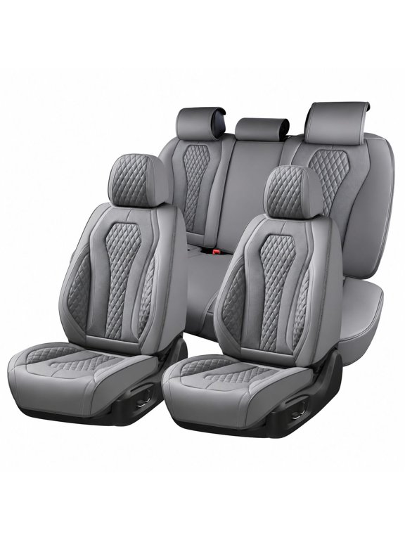Gray Seat Covers Full Set, Car Seat Covers Fit for Honda Accord 2003-2017 Waterproof Breathable Leather 5 Seats Cover Car Seat Protector