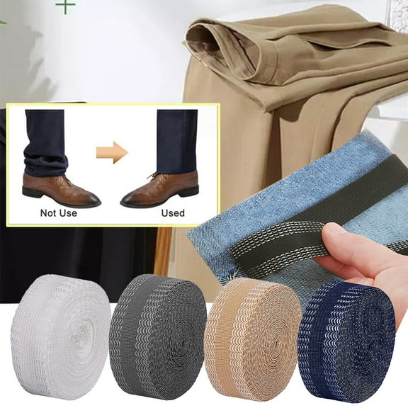 Gray Self-Adhesive Pants Hem Tape, 2Meters (80Inches) Length, Pearlized Adhesive Bag - To Secure Hem Edges, Prevent Fraying, Easy To Apply, Washable Durable - For Sewing
