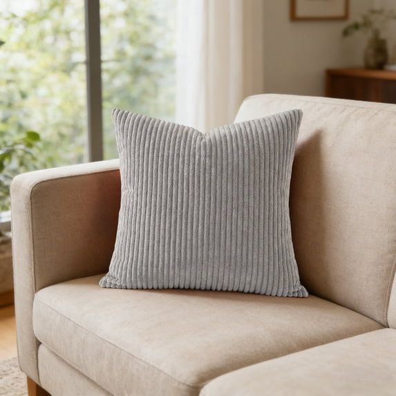 Gray Set of 1 Summer Decorative Throw Pillow Covers, 17x17 Inch for Sofa Living Room, Soft Neutral Boho Couch Pillow Covers for Home Decor, Square Pillow Cases for Cushions